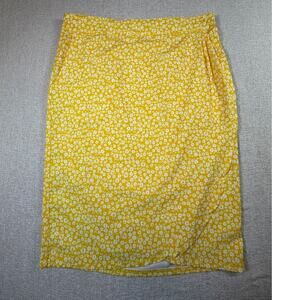 RipSkirt Women Large Yellow White Floral Knee Length Wrap Beach Summer Skirt